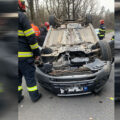 Dâmboviţa: Maşină răsturnată pe DN 72A, la Priseaca