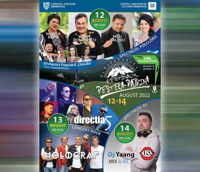 Dâmboviţa: Muzică populară şi rock la Festivalul „Peştera-Padina” în zona platoului Bucegi, în perioada 12-14 august