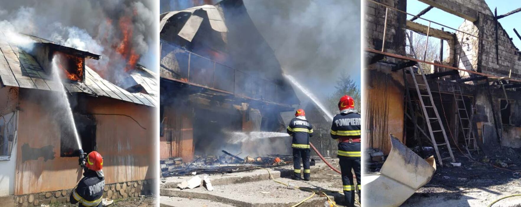 Dâmboviţa: Explozie urmată de incendiu în satul Saru, trei persoane rănite