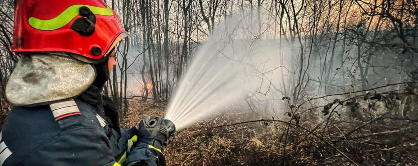 Incendii de vegetaţie uscată la marginea Târgoviştei, pe cinci hectare
