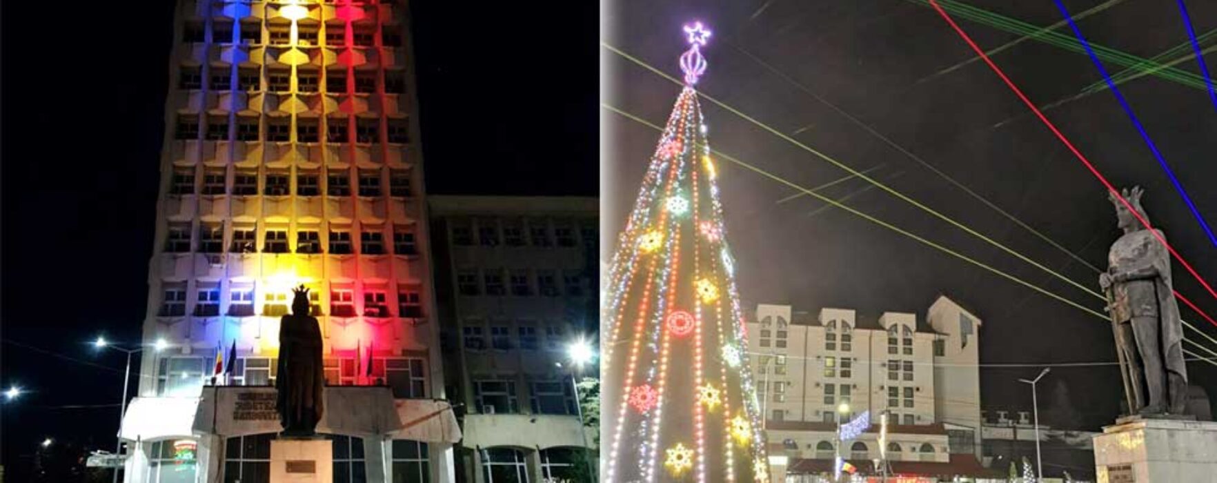 Târgovişte: A fost aprins iluminatul festiv de sărbători; jocuri de lumini şi proiecţii